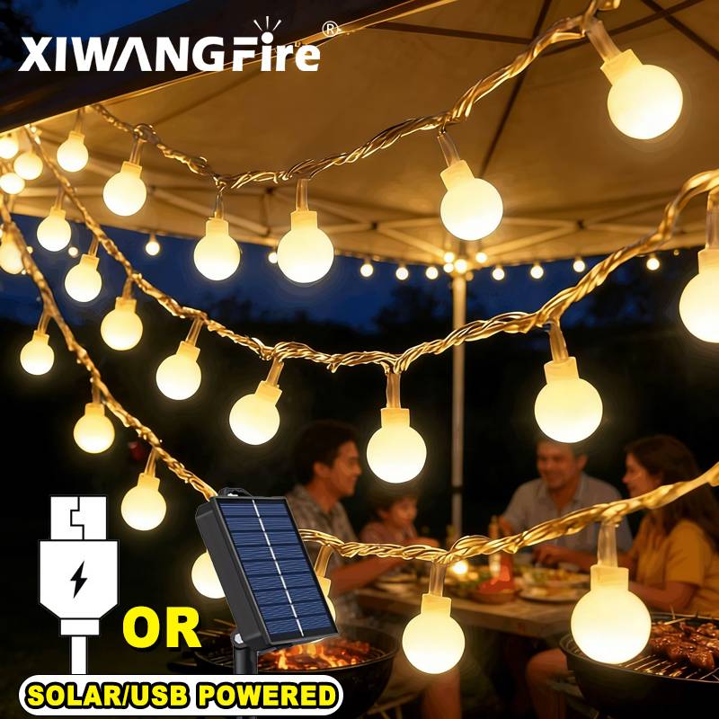 Home Decor Lighting - 3-10M Solar/USB/Battery String Lights, Fairy Globe