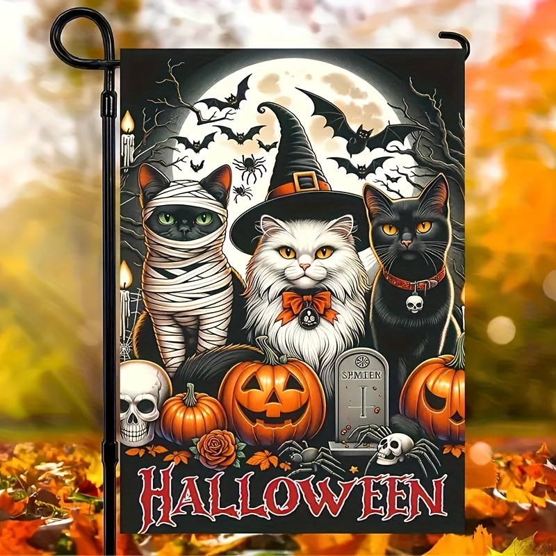 Home Decor Cat - 1 Piece, Halloween Garden Flag, Double-sided