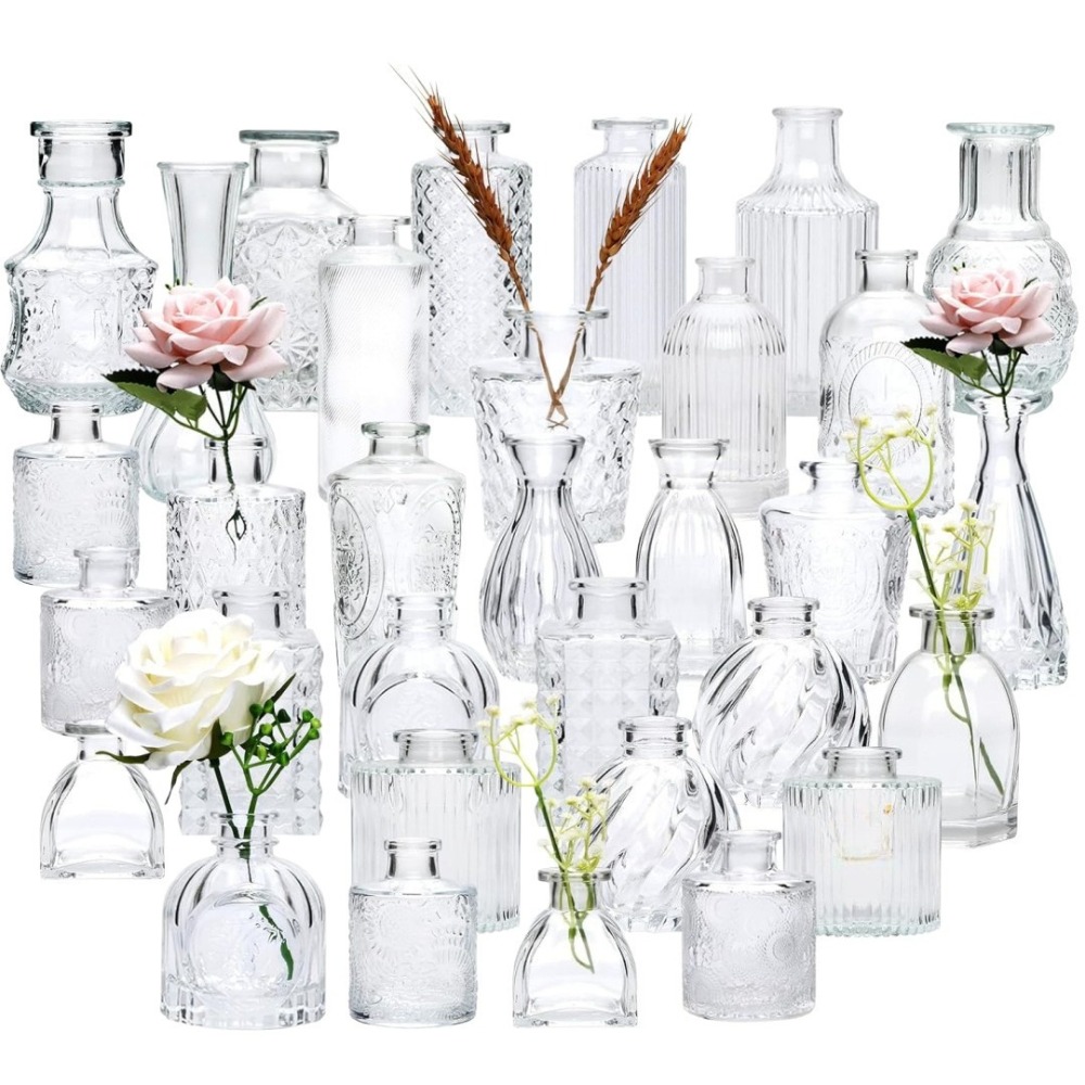 Terrarium Glass Bottle - 10PCS French Retro Relief Mini Glass