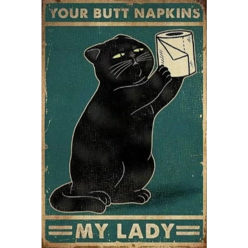 Home Decor Cat - Black Funny Cat Metal Sign Vintage