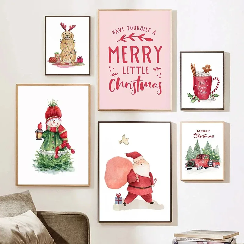 Abstract Oil Painting - Cartoon Christmas Holiday Tree Sock Snowman