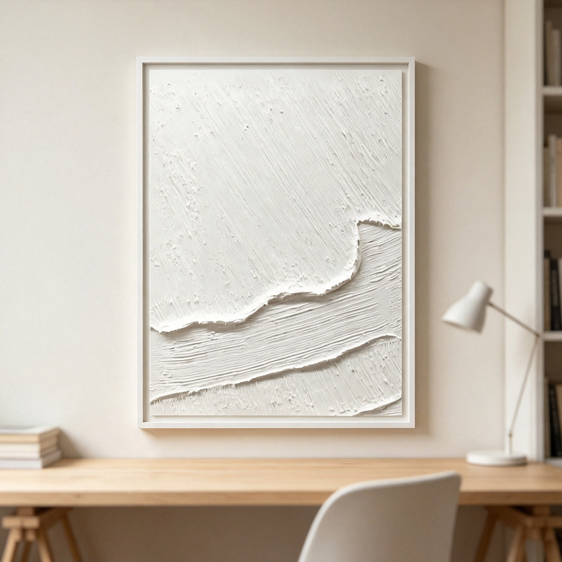 Hand-Painted White 3D Thick Te - Abstract Oil Painting review and price