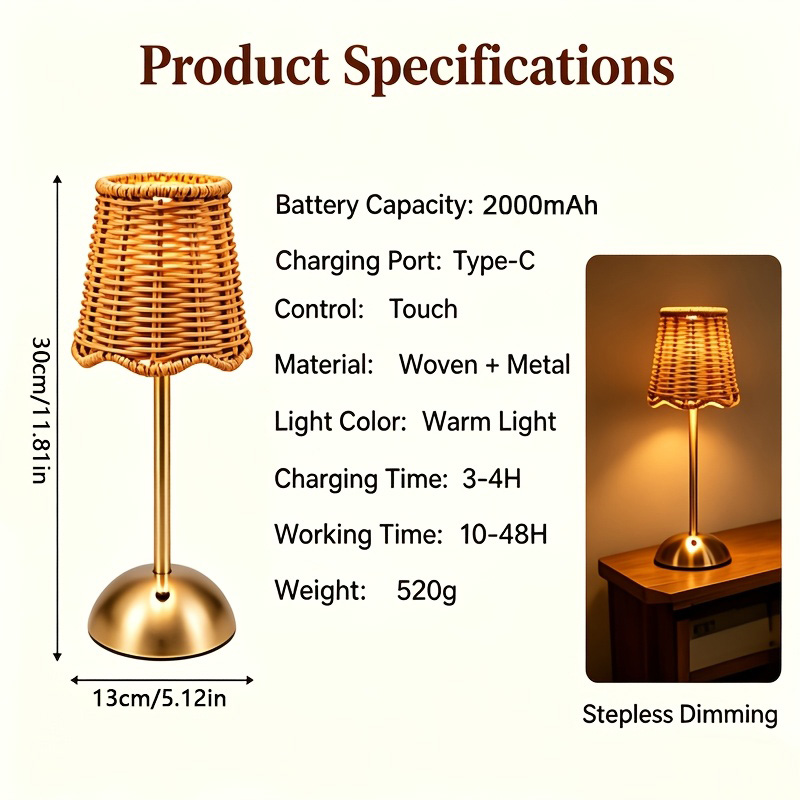 Bohemian Woven Rattan Art Tabl - Home Decor Lighting review and price