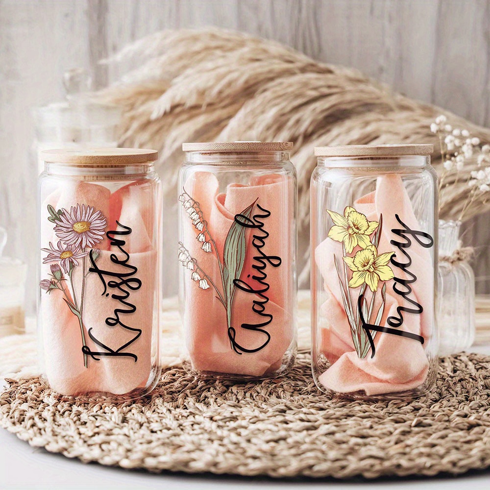 Custom Birth Flower Name Glass - Terrarium Glass Bottle review and price