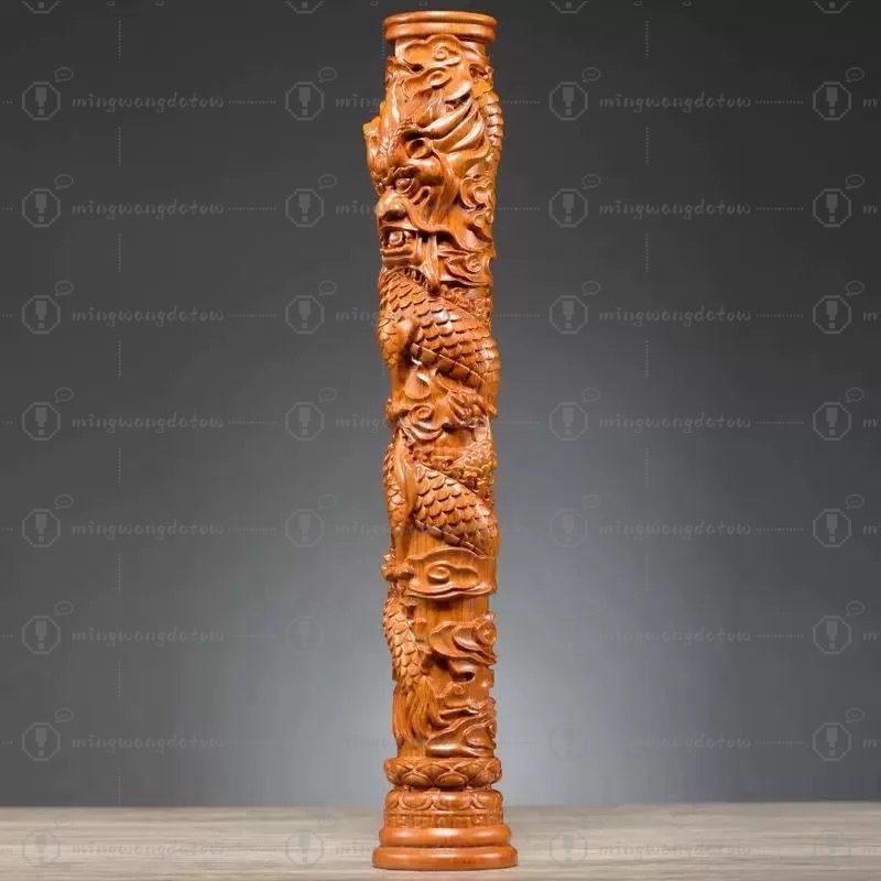 Rosewood Carved Dragon Pillar  - Home Decor Statue review and price