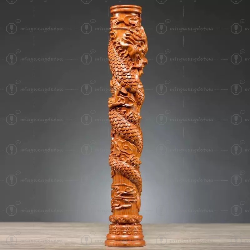 Rosewood Carved Dragon Pillar  - Home Decor Statue review and price