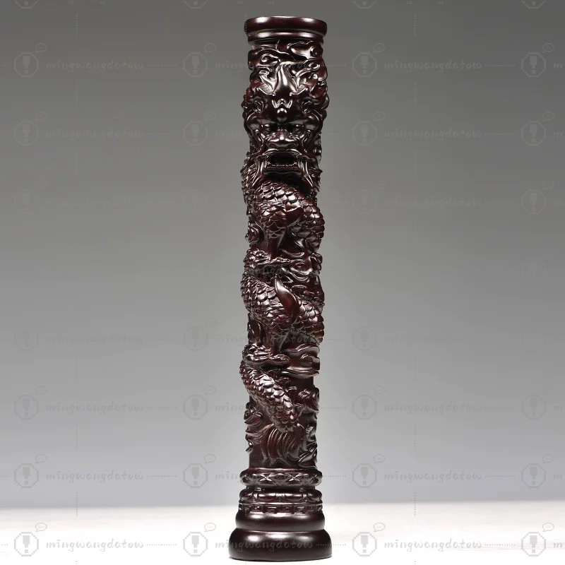 Rosewood Carved Dragon Pillar  - Home Decor Statue review and price