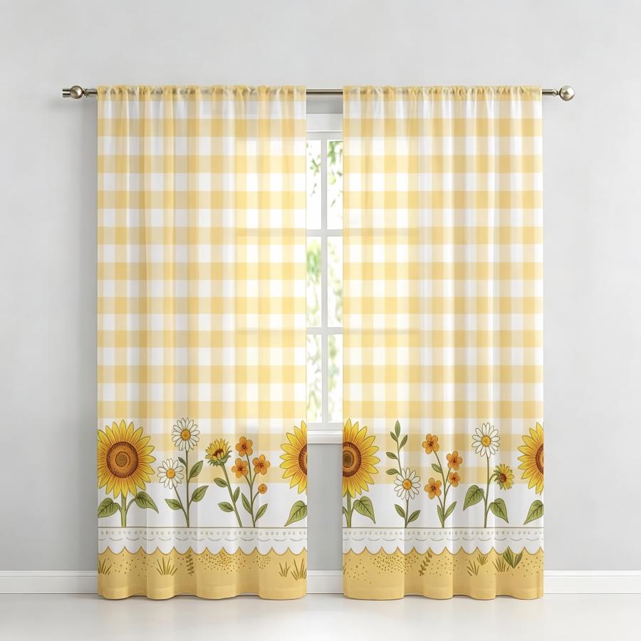 2PCS Digital Print Sheer Curta - Home Decor Wall Panels review and price