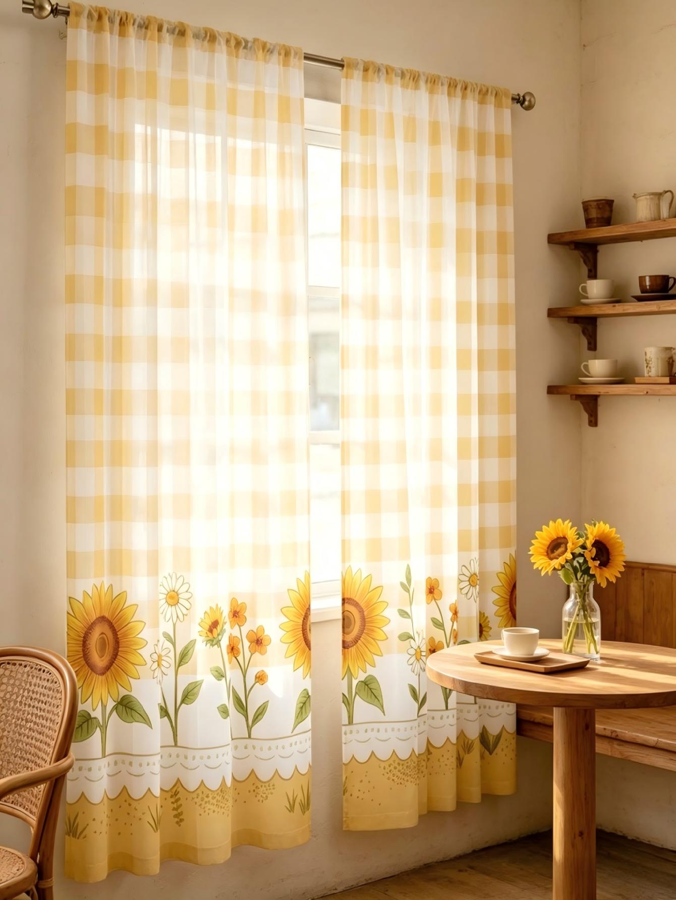 2PCS Digital Print Sheer Curta - Home Decor Wall Panels review and price