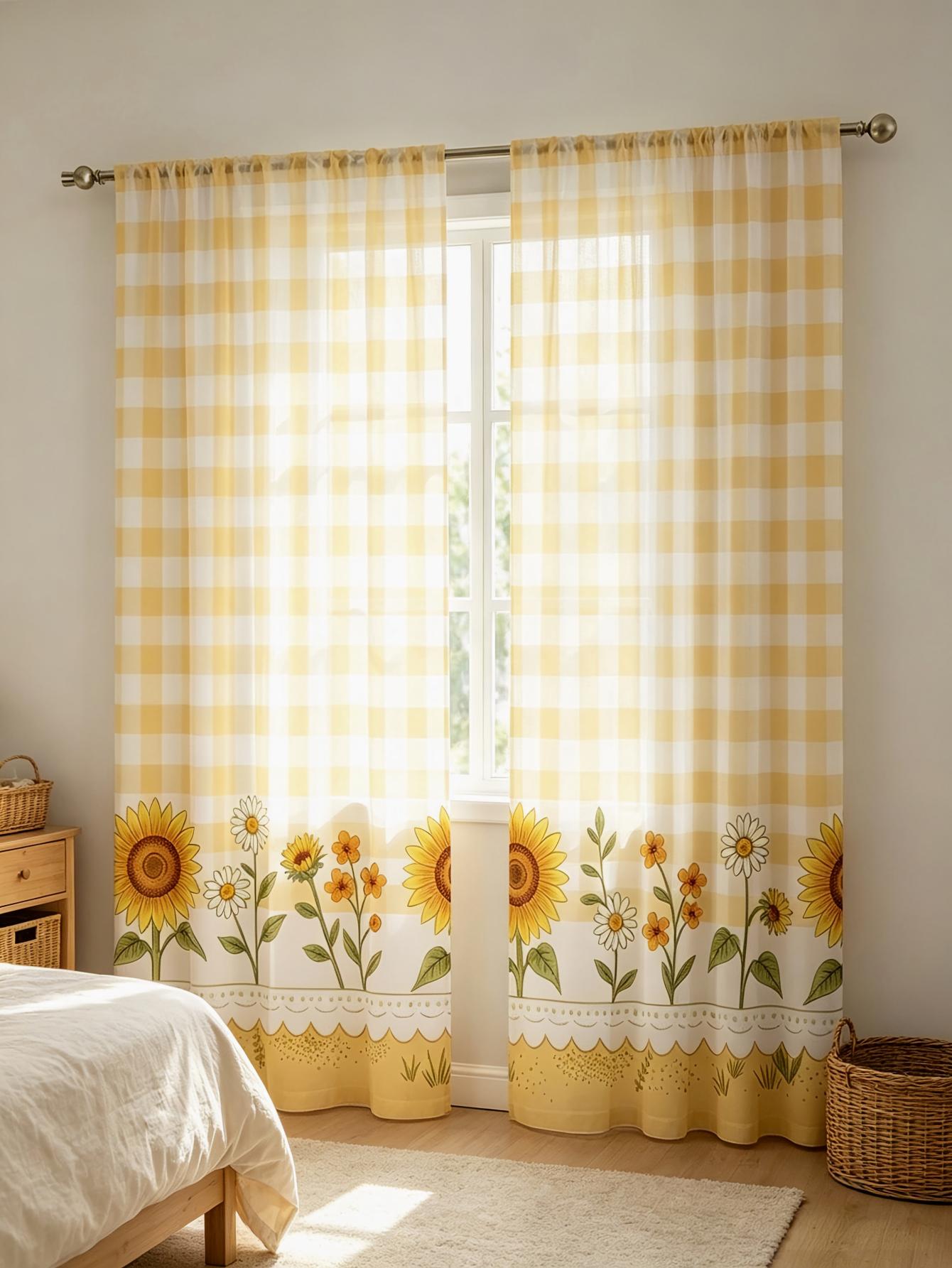 2PCS Digital Print Sheer Curta - Home Decor Wall Panels review and price