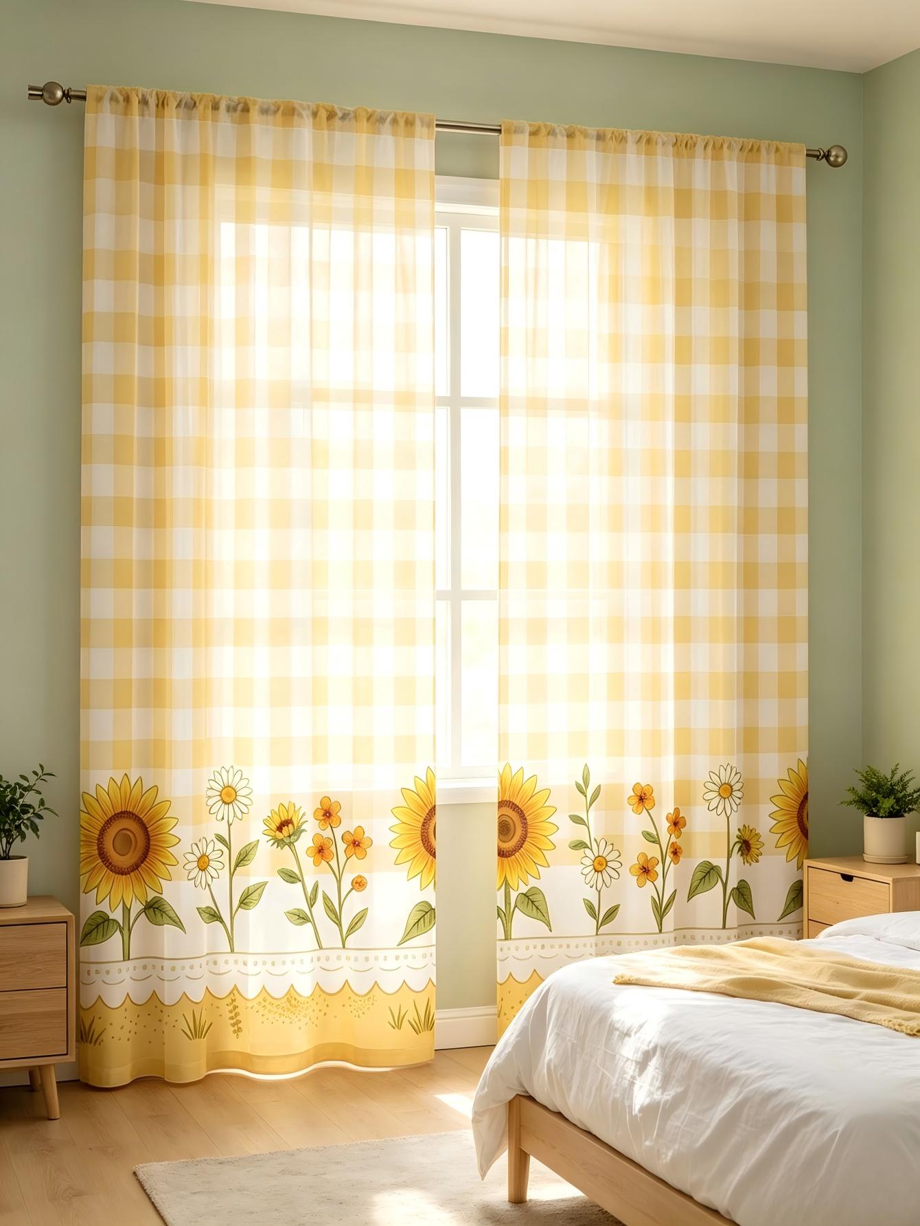 2PCS Digital Print Sheer Curta - Home Decor Wall Panels review and price