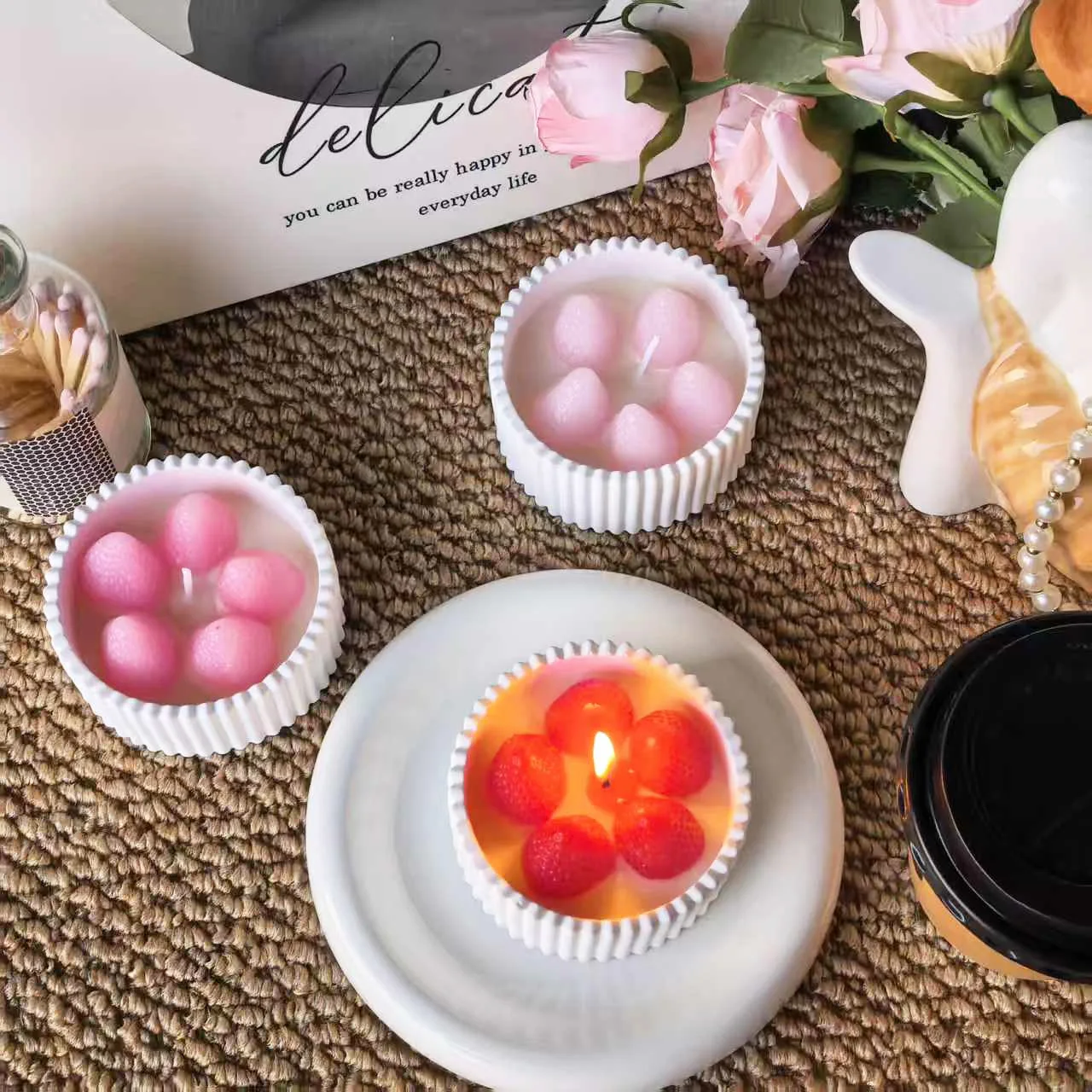 2pcs Strawberry Gypsum Bowl Sc - Home Decor Essentials review and price