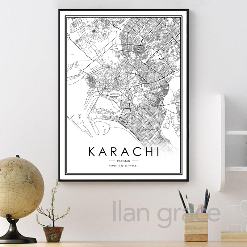 KARACHI City Map Poster ISLAMA - Home Decor Karachi review and price