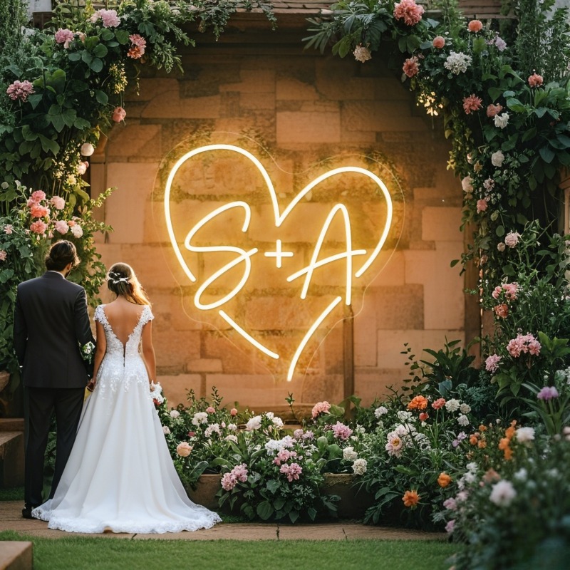 Custom Initials Heart LED Neon - Home Decor Halloween review and price