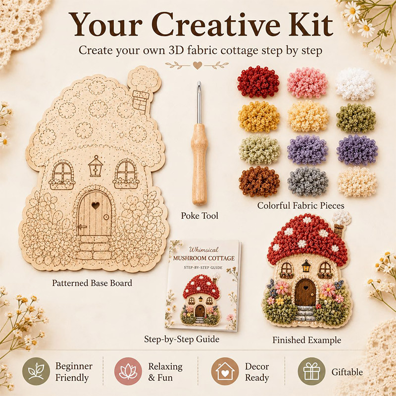 3D Mushroom House Poke Art DIY - Home Decor Fabric review and price