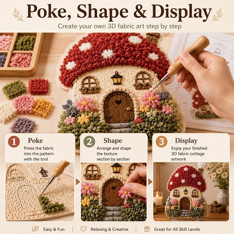 3D Mushroom House Poke Art DIY - Home Decor Fabric review and price