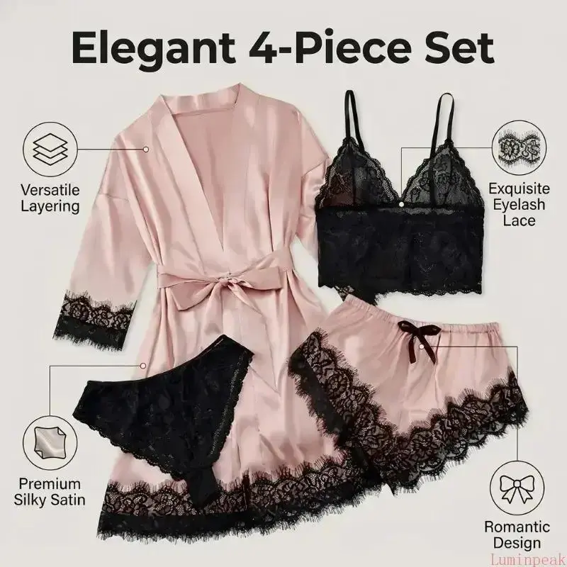 Women's 4-Piece Satin Pajama S - Home Decor Fabric review and price