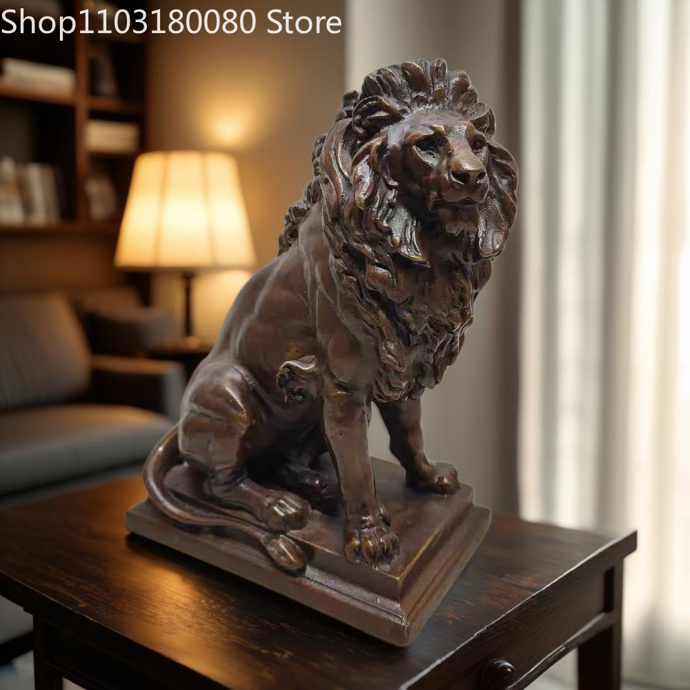 21cm Antique Finish Copper Lio - Home Decor Statue review and price