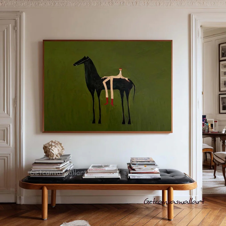 Modern Abstract Western Horse  - Abstract Oil Painting review and price