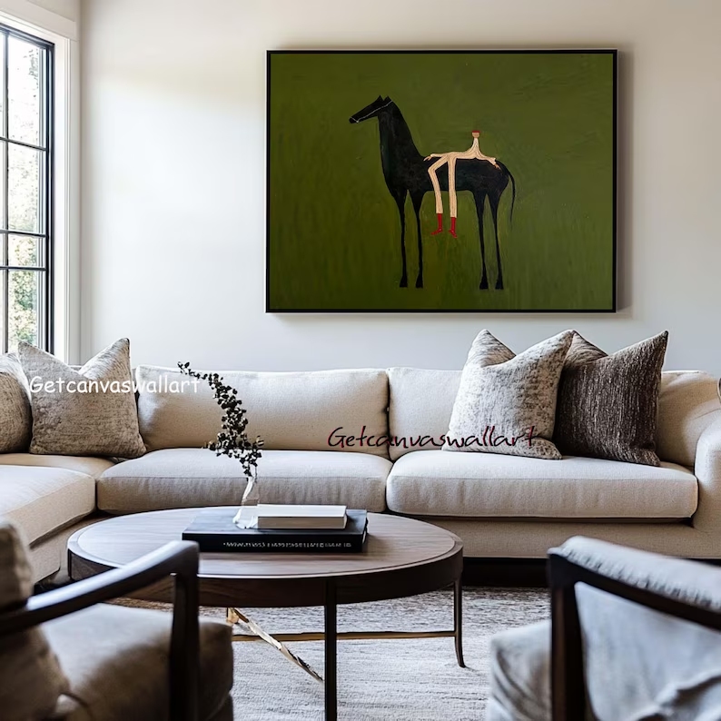 Modern Abstract Western Horse  - Abstract Oil Painting review and price