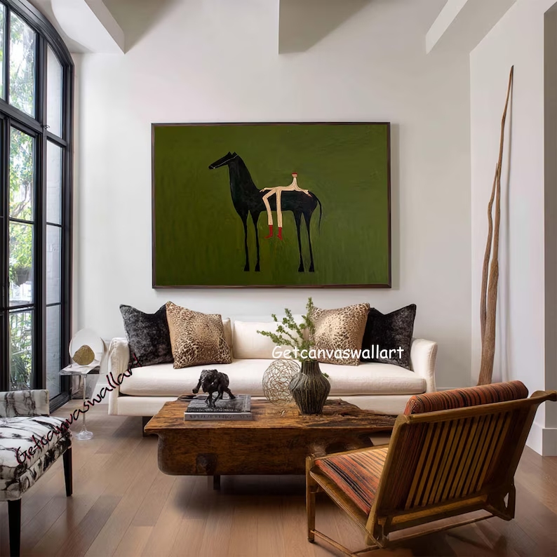 Modern Abstract Western Horse  - Abstract Oil Painting review and price