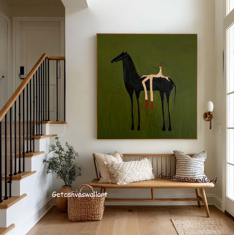Modern Abstract Western Horse  - Abstract Oil Painting review and price